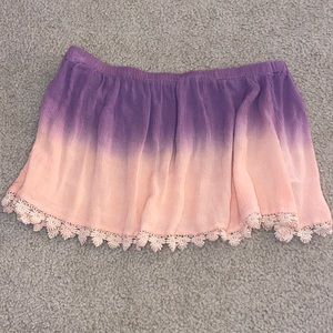 Tobi Strapless Crop Top Size Small Purple/Orange Ombre
